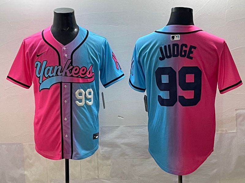 Men New York Yankees 99 Judge Blue pink Game 2025 Nike MLB Jersey style 002